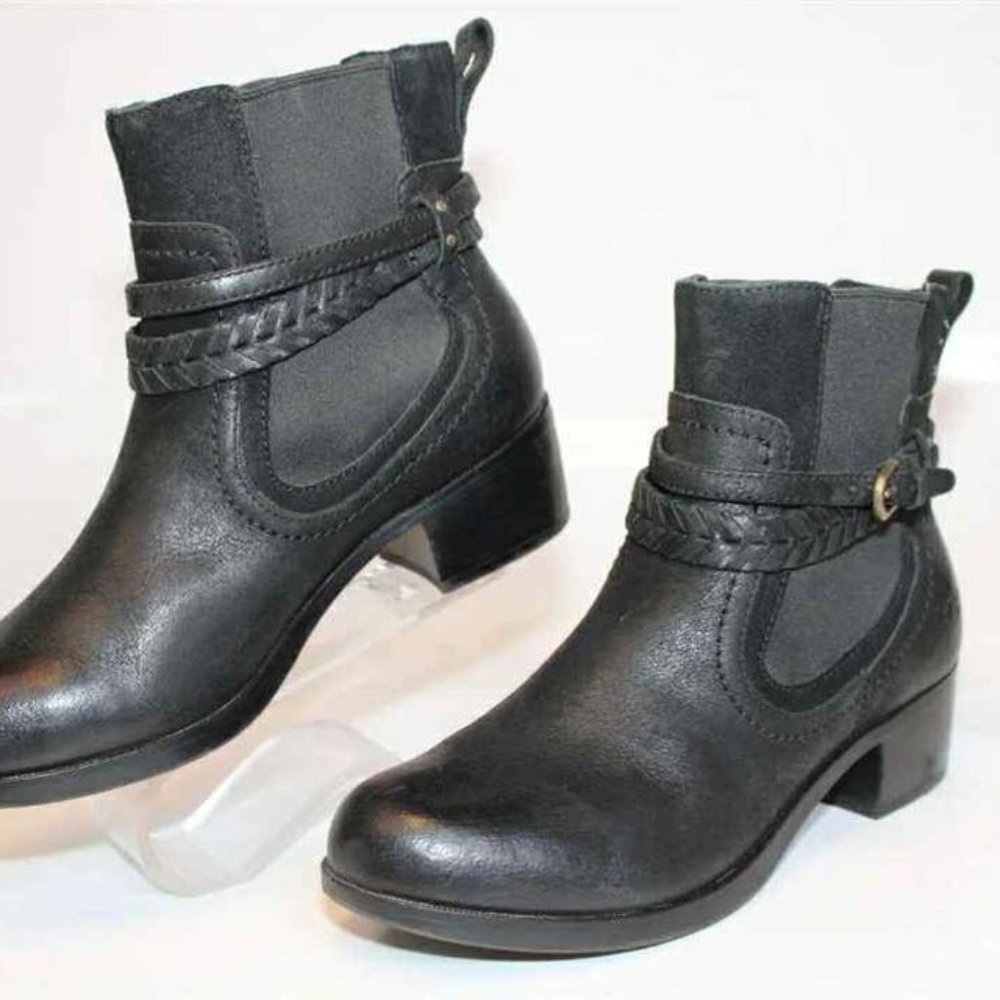 UGG 1004207 Krewe Womens Black Leather Biker Ankle Boots Size 7.5